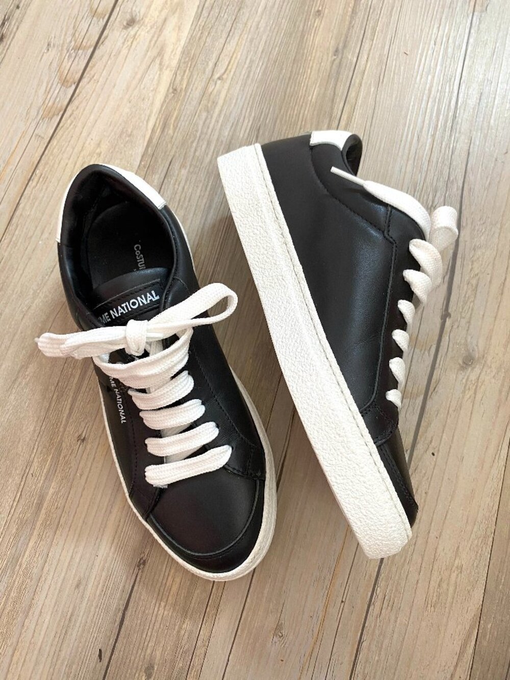 Costume National Black and White Leather Lace-Up Low Top Sneakers - Size 37